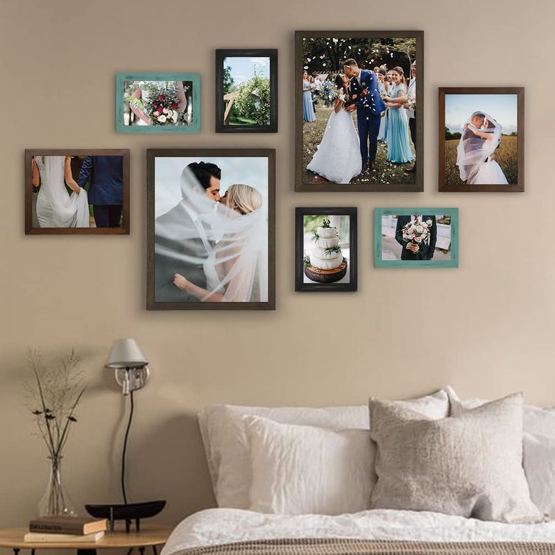 Emfogo 4x6 Picture Frame, Pack of 2 Photo Frame with Real Glass, Solid Wood Rustic Picture Frames 4x6 Display for Wall Decor (Vintage Teal) - Image 3